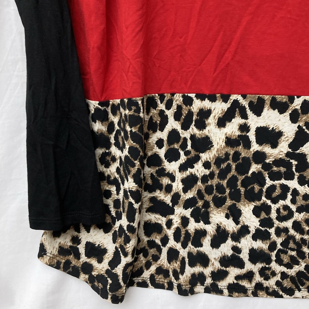 NWT Hemish USA Black, Red & Lepard Long Sleeve Top w/Sequin Pocket - SZ 1XL - Picture 3 of 12